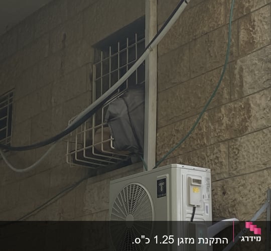 יחידת מיזוג אוויר מותקנת על קיר חיצוני